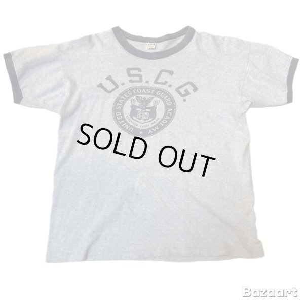 画像1: 70's "Champion"　「U.S.COAST ACADEMY」　しみこみ PRINTED　RINGER　Tee SHIRTS　　 (1)