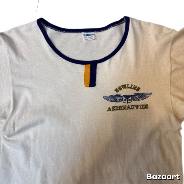 画像5: 70's "CHAMPION"　「DOWLINE AERONAUTICS」　しみ込み PRINTED　WITH　GAZETTE（チョコチン）　SIZE表記：M (5)