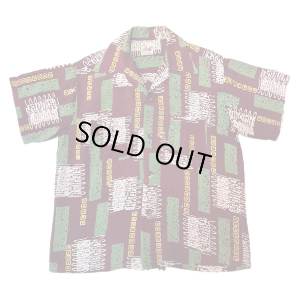 画像1: 50's "Airman"　ABSTRACT（ATOMIC）　PATTERN　RAYON　HAWAIIAN　SHIRTS　SIZE表記：M　good print !! (1)