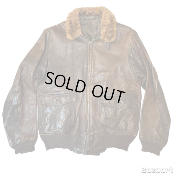 画像1: 1950's "U.S.NAVY"　L.W.FOSTER SPORTSWEAR　「55 J 14」　G-1　FLIGHT　JACKET　WITH　「USN」　STENCIL　SIZE:40 (1)