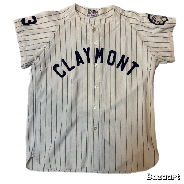 画像1: 50's "HUBER & CO."　COTTON　LINEN　BASEBALL　SHIRTS　WITH　PATCHES　マチ付き　good material !! (1)