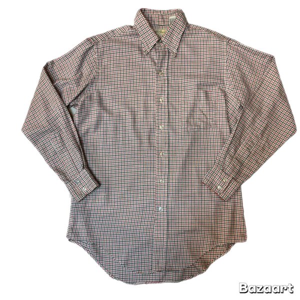 画像1: -70's OLD　"L.L.BEAN"　”Tattersall Check”　PATTERN　COTTON　BUTTON　DOWN　SHIRTS　SIZE:M　15 - 15 1/2 (1)