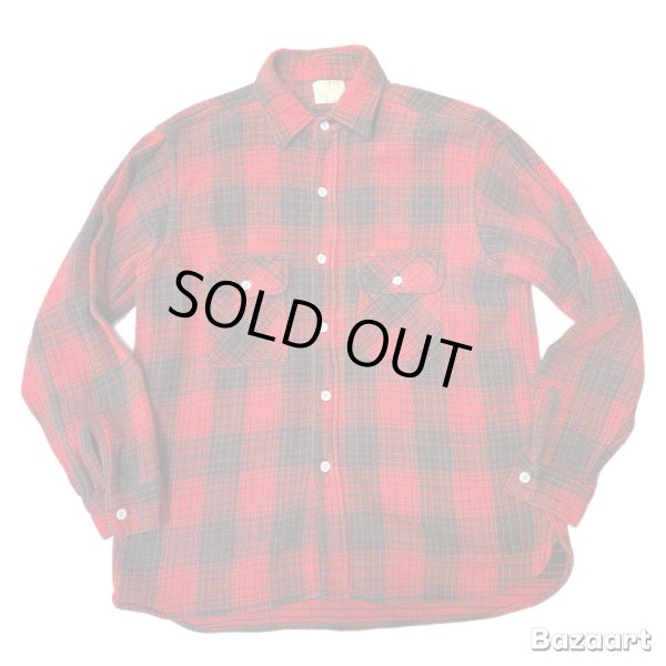 画像1: 50's "5 BROTHER"   COTTON　HEAVY　FLANNEL　SHIRTS　マチ付き　SIZE：15 1/2　good size !!　good condition !! (1)