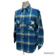 画像13: 50's "5 BROTHER"　BLUE　CHECKED　PATTERN　COTTON　HEAVY FLANNEL　SHIRTS　マチ付き　SIZE：16 （L）　good size !!　good condition !! (13)