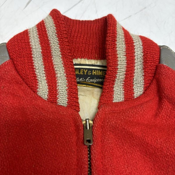画像5: 50's "BAILEY & HIMES"　「St ANTHONY　BULLDOGS」　FILL ZIP.　ARM LEATHER　BASEBALL JACKET　with BULLDOG PATCH　SIZE:38 (5)