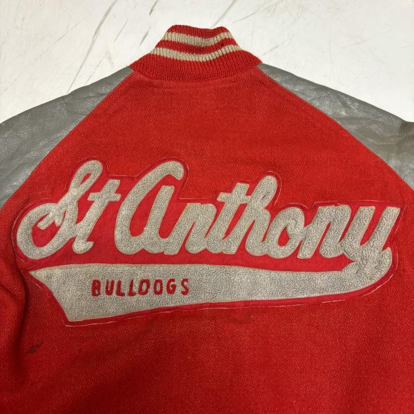 画像10: 50's "BAILEY & HIMES"　「St ANTHONY　BULLDOGS」　FILL ZIP.　ARM LEATHER　BASEBALL JACKET　with BULLDOG PATCH　SIZE:38 (10)