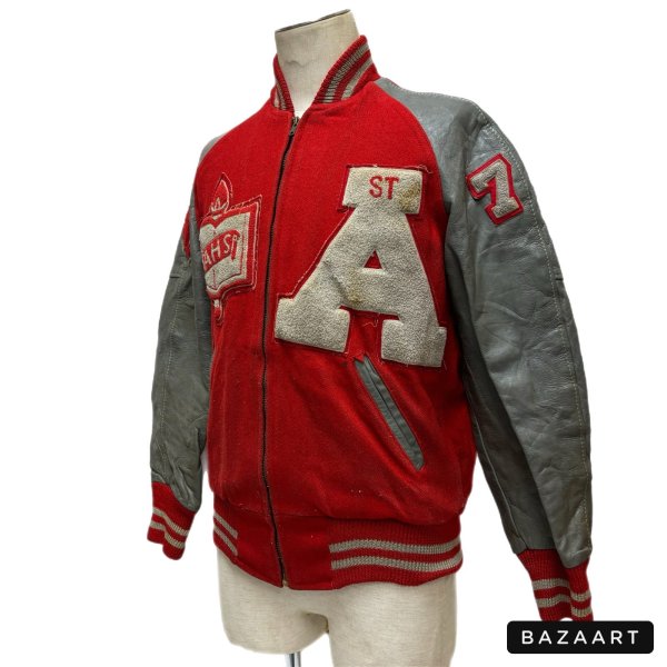 画像20: 50's "BAILEY & HIMES"　「St ANTHONY　BULLDOGS」　FILL ZIP.　ARM LEATHER　BASEBALL JACKET　with BULLDOG PATCH　SIZE:38 (20)