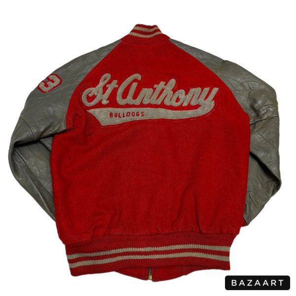 画像9: 50's "BAILEY & HIMES"　「St ANTHONY　BULLDOGS」　FILL ZIP.　ARM LEATHER　BASEBALL JACKET　with BULLDOG PATCH　SIZE:38 (9)