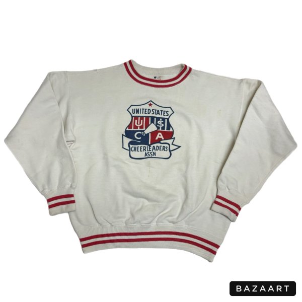 画像1: 50's "CHAMPION"　RINNER TAG　「U.S.C.A.」　しみこみ PRINTED　SWEAT　RIB LINE　SIZE:L (1)