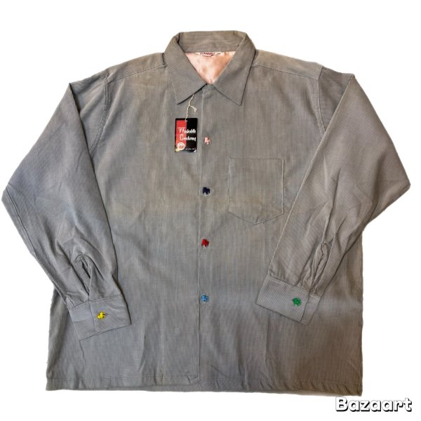 画像1: 50's DEAD STOCK　WITH　FLASHER　”SEAWANEE"　CORDUROY　SHIRTS　WITH　1950s DEADSTOCK　「BULLLDOG」　BUTTON　SIZE表記：L　CRAZY　PATTERN (1)