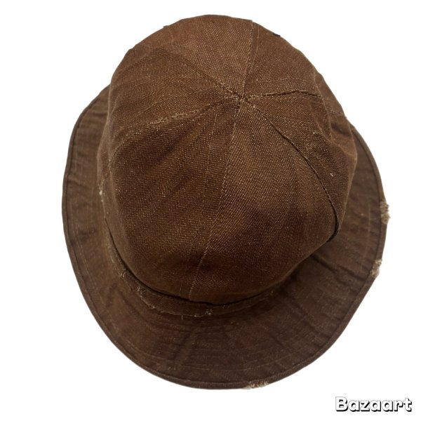 画像2: 1918s 「World War 1」　”-MIX　GREENBERG　＆　BRO.”　「U.S.ARMY」　BROWN　杢DENIM　HAT　WITH　PAPER　TAG　tag付き !!　good size !! (2)