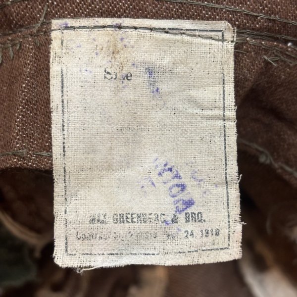 画像4: 1918s 「World War 1」　”-MIX　GREENBERG　＆　BRO.”　「U.S.ARMY」　BROWN　杢DENIM　HAT　WITH　PAPER　TAG　tag付き !!　good size !! (4)