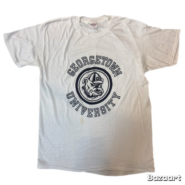 画像1: 70's "HAND TEX"　「BULLDOG」　”GEORGETOWN　UNIVERSITY”　しみ込み PRINTED　Tee SHIRTS　SIZE表記：X-LARGE　good printed !! (1)