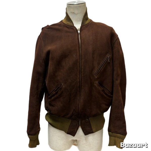 画像23: 30's " Atkins　Huskies”　NUBUCK LEATHER　JACKET　WITH　REB　STYLE（like ma-1 style）　goood style !! (23)
