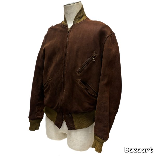 画像24: 30's " Atkins　Huskies”　NUBUCK LEATHER　JACKET　WITH　REB　STYLE（like ma-1 style）　goood style !! (24)