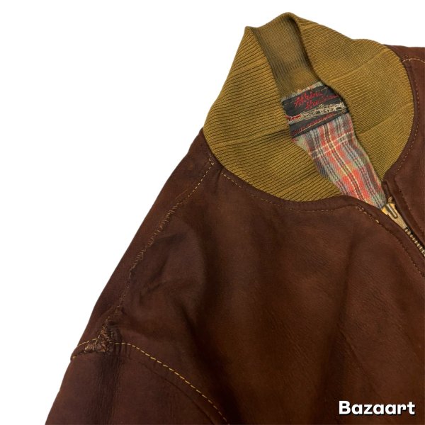 画像21: 30's " Atkins　Huskies”　NUBUCK LEATHER　JACKET　WITH　REB　STYLE（like ma-1 style）　goood style !! (21)