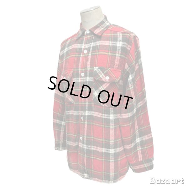 画像15: 50's "King Kole"　CHECKED PATTERN　COTTON　HEAVY　FLANNEL　SHIRTS　マチ付き　SIZE：M - L  程 (15)
