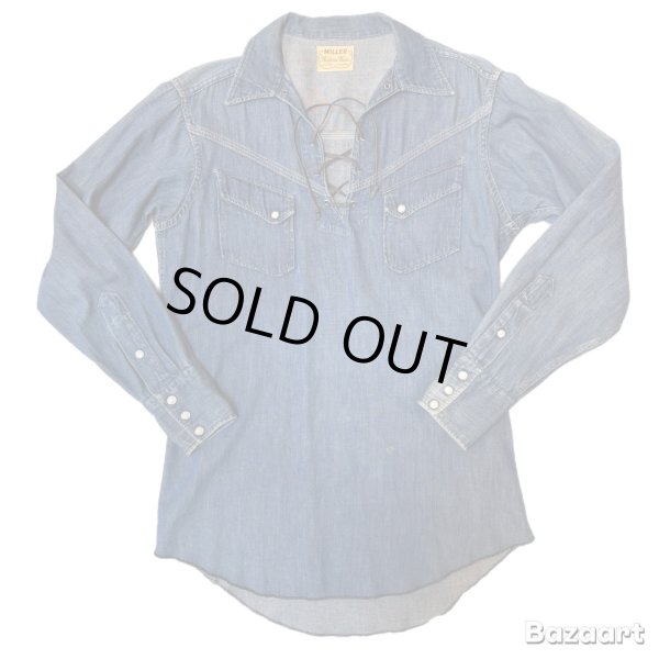 画像1: 50's "MILLER"　LACE UP　PULLOVER　DENIM　WESTERN　SHIRTS　with　DIAGONAL　POCKETS　 (1)