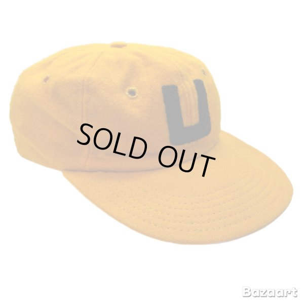 画像1: 50's- BASEBALL　CAP　WITH　FELT　PATCH　MUSTARD × BLACK (1)