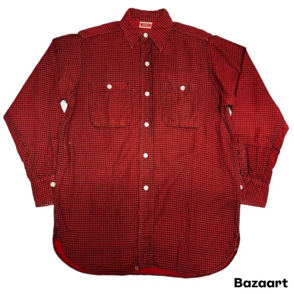 画像1: 50's "Montgomery Ward　PIONEER"　千鳥格子 CHECK PATTERN　PRINTED COTTON FLANNEL SHIRTS　マチ付き (1)