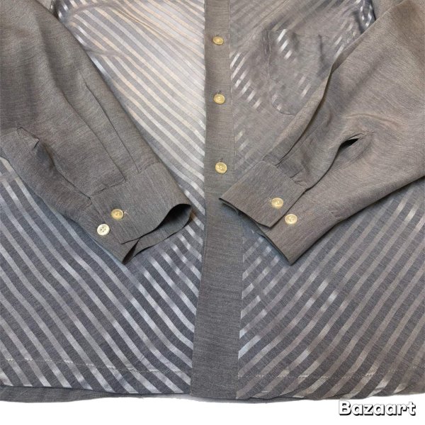 画像9: 50's MINT CONDITION　"Westward - Ho！”　GRAY × SHAINY STRIPE　RAYON　LONG　SLEEVE　SHIRTS　SIZE表記：L　very beautiful !! (9)