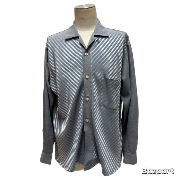 画像12: 50's MINT CONDITION　"Westward - Ho！”　GRAY × SHAINY STRIPE　RAYON　LONG　SLEEVE　SHIRTS　SIZE表記：L　very beautiful !! (12)
