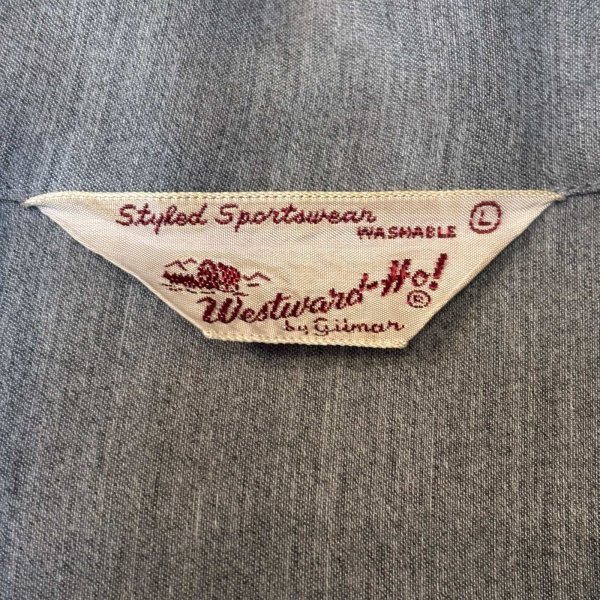 画像2: 50's MINT CONDITION　"Westward - Ho！”　GRAY × SHAINY STRIPE　RAYON　LONG　SLEEVE　SHIRTS　SIZE表記：L　very beautiful !! (2)
