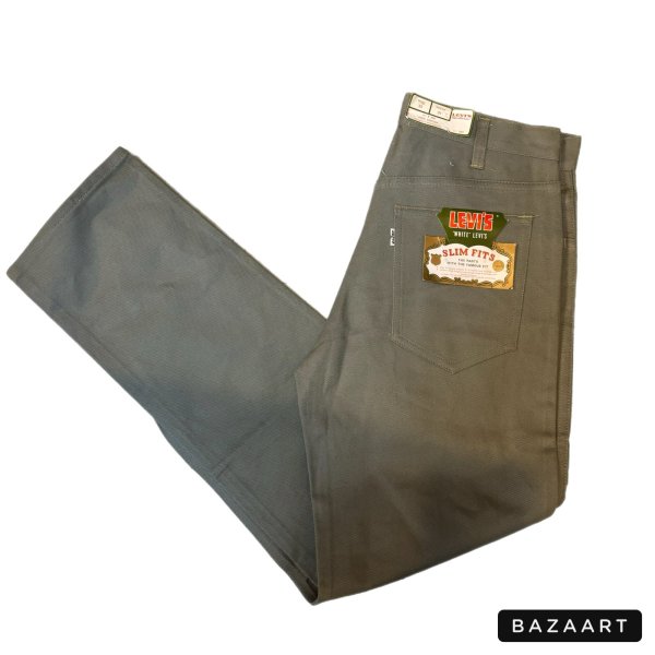 画像1: 60's DEAD STOCK　with FLASHER　”LEVI'S　200（ 518 ）”　SLIM FIT　COTTON TWILL　PANTS　Big ”E"　OLIVE GREEN　SIZE：W 32 × L 31　good size !! (1)