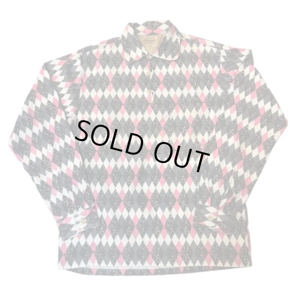 画像1: 50's DEAD STOCK　”OLD　KENTUCKY"　PINK × GRAY × BLACK　「DIA　PATTERN」　COTTON　PRINTED　FLANNEL　PULLOVER　SHIRTS　on book !!　special !!　 (1)