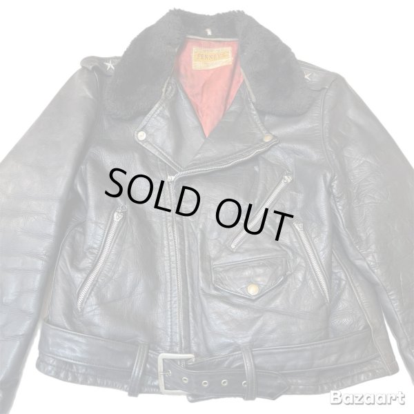 画像4: 50's "PENNEY'S"　「ONE　STAR」　DOUBLE　BREST　LEATHER　JACKET　WITH　DETACHABLE　BOA　COLLAR　good condition !!　good size !! (4)