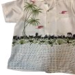 画像10: 50's "Berma"　PINK　FLAMINGO,　PALMTREE　AND　SO　ON　HORIZONTAL　PATTERN　WHITE　RAYON　HAWAIIAN　SHIRTS　SIZE表記：M　 (10)
