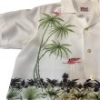 画像8: 50's "Berma"　PINK　FLAMINGO,　PALMTREE　AND　SO　ON　HORIZONTAL　PATTERN　WHITE　RAYON　HAWAIIAN　SHIRTS　SIZE表記：M　 (8)