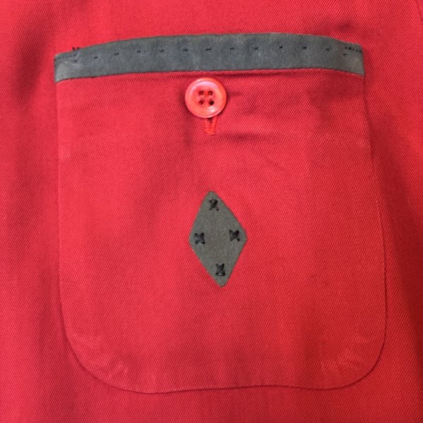 画像6: 50's "Argyle Shop"　COTTON　SUEDE　PATCHED　WITH　SEWING　RAYON　GABARDINE　LONG　SLEEVE　SHIRTS　SIZE表記：M　good condition !! (6)