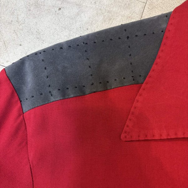 画像12: 50's "Argyle Shop"　COTTON　SUEDE　PATCHED　WITH　SEWING　RAYON　GABARDINE　LONG　SLEEVE　SHIRTS　SIZE表記：M　good condition !! (12)