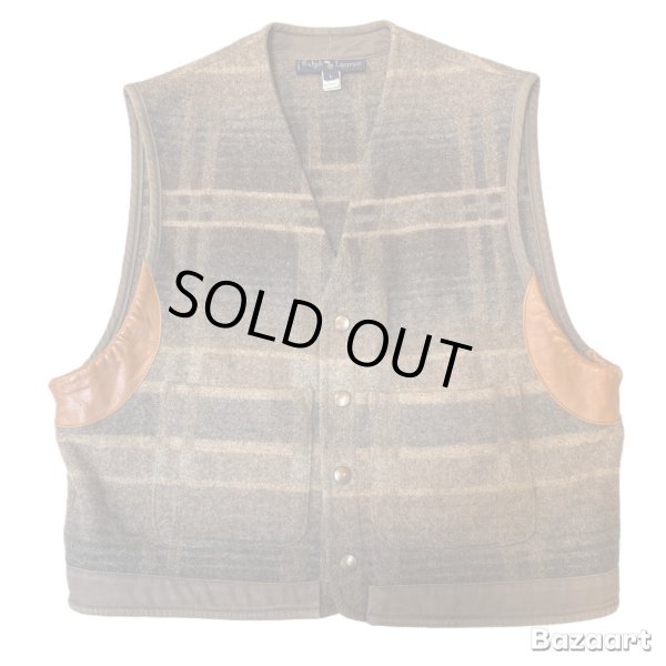 画像1: 80's OLD　”RALPH"　NATIVE　PATTERN　CHECK　WOOL　VEST　good making !! (1)