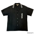 画像1: 50's "PAUL　HOWARD　CALIFORNIA"　SHORT　SLEEVE　GABARDINE　SHIRTS　WITH　BLACK × SNAKE　PATTERN　EMBROIDERY　SIZE：M　　 (1)