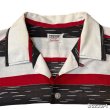 画像4: 50's- "TEXTRON"　BLACK × WHITE × RED　BORDER　PATTERN　PRINTED　COTTON　LONG　SLEEVE　SHIRTS　SIZE表記：L (4)