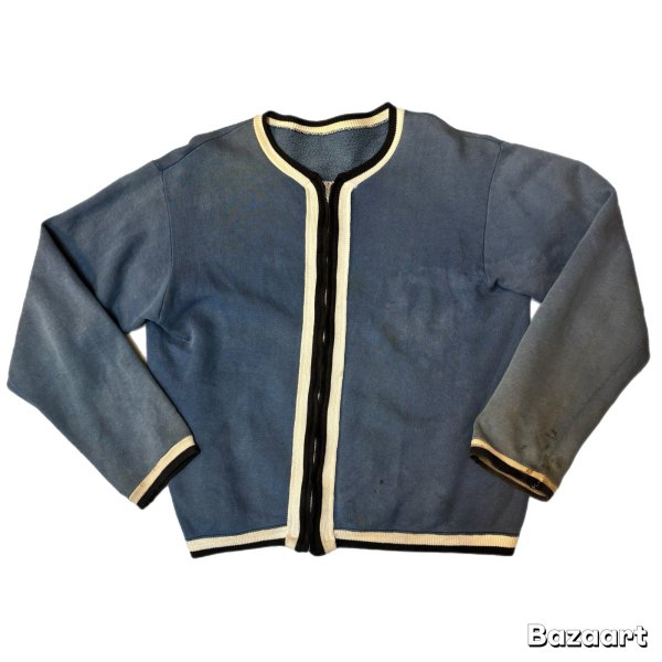 画像1: 50's 「TAPING　LINE　FULL ZIP」　SWEAT　SHIRTS（CARDIGAN）　COBALT BLUE × BLACK × WHITE　rare color !! (1)