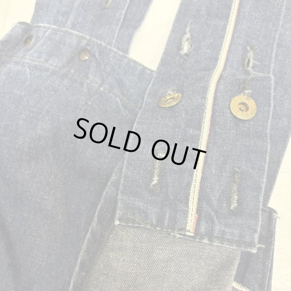 画像18: 30's　"WHITEFIELD S&B”　「DENIM」　巻きSTYLE　with NICE POCKET　& WITHOUT WAIST BELT　BIB OVERALL　VERY OLD STYLE !! (18)