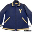 画像4: 30's  "Klink　Koat"　「YALE　UNIVERSITY]　NAVY × WHITE　WOOL × FELT　WOOL　SPORTS　JACKET　with 「TALON」　RIVET ZIPPER　ハトメ付き　and 「Y」　FELT PATCH　SIZE表記：40　SUPER SPECIAL !! (4)