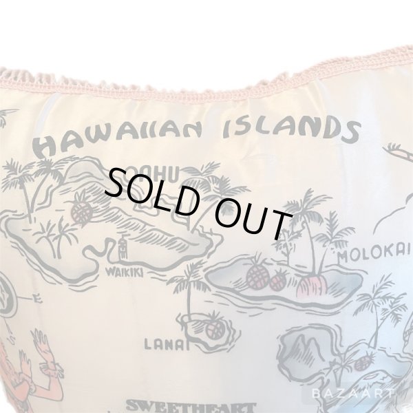 画像6: 50's MINT CONDITION   "Hawaian Islands"   PINK  SATIN   SOUVENIR  PILLOW (6)
