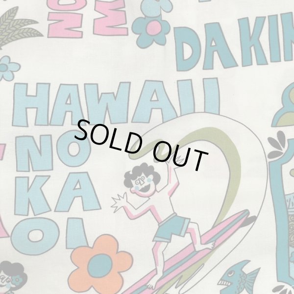画像23: around 80's "Go Barefoot"　LONG SLEEVE　PRINTED　COTTON HAWAIIAN SHIRTS　good printed !! (23)