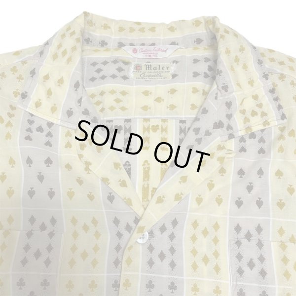 画像2: 50's "MALER"　「TRUMP CARDS」　♤♢♧♡  PATTERN　COTTON　ROCKABILLY　SHORT SLEEVE SHIRTS (2)