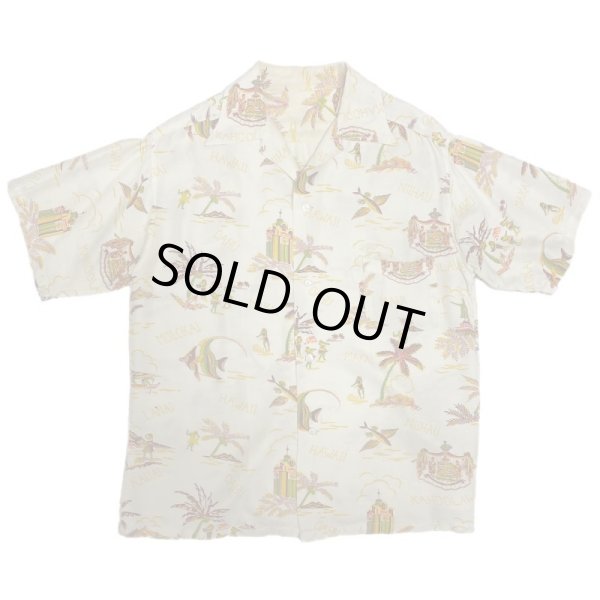 画像1: 40's ”KIHI KIHI”　RAYON　HAWAIIAN SHIRTS　WHITE !! (1)