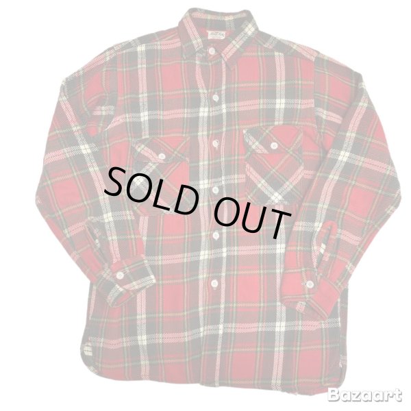 画像1: 50's "King Kole"　CHECKED PATTERN　COTTON　HEAVY　FLANNEL　SHIRTS　マチ付き　SIZE：M 程 (1)
