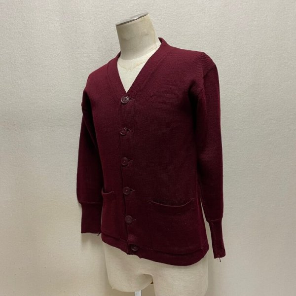 画像15: 40's SOLID  WOOL KNIT CARDIGN   BURGUNDY (15)