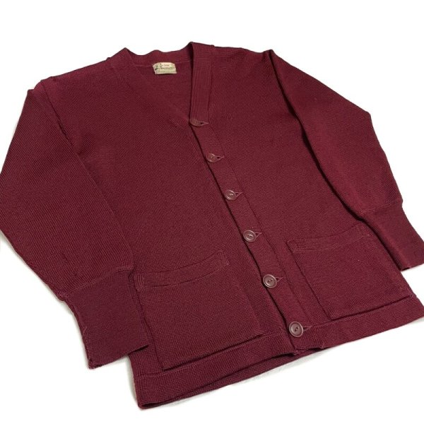 画像2: 40's SOLID  WOOL KNIT CARDIGN   BURGUNDY (2)