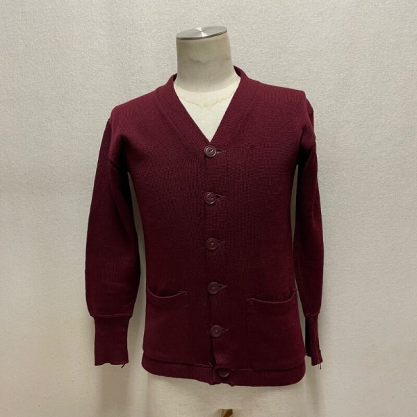 画像14: 40's SOLID  WOOL KNIT CARDIGN   BURGUNDY (14)