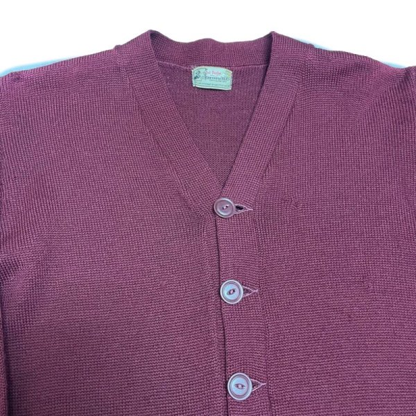 画像4: 40's SOLID  WOOL KNIT CARDIGN   BURGUNDY (4)