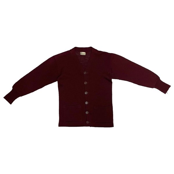 画像12: 40's SOLID  WOOL KNIT CARDIGN   BURGUNDY (12)